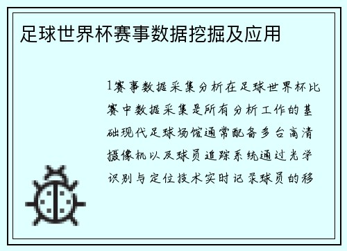 足球世界杯赛事数据挖掘及应用